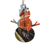 Décorations de Noël en bois imprimées en train de marchandises - 4 formes au choix : ange, cloche, arbre, bonhomme de neige | Bois sculpté respectueux de l'environnement pour décoration de sapin de