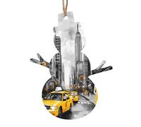 Décorations de Noël en bois imprimées Love from New York - 4 formes au choix : ange, cloche, arbre, bonhomme de neige | Bois sculpté respectueux de l'environnement pour décoration de sapin de Noël