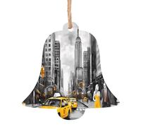 Décorations de Noël en bois imprimées Love from New York - 4 formes au choix : ange, cloche, arbre, bonhomme de neige | Bois sculpté respectueux de l'environnement pour décoration de sapin de Noël