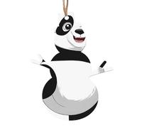 Décorations de Noël en bois imprimées panda - 4 options de formes : ange, cloche, arbre, bonhomme de neige | Bois sculpté respectueux de l'environnement pour décoration de sapin de Noël avec cordon de