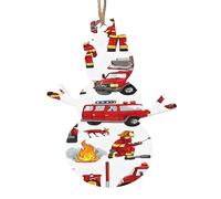 Décorations de Noël en bois imprimées pour petits garçons et filles en pompiers - 4 options de formes : ange, cloche, arbre, bonhomme de neige | Bois sculpté respectueux de l'environnement pour