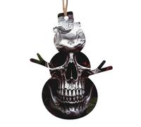 Décorations de Noël en bois imprimées tête de mort d'Halloween - 4 options de formes : ange, cloche, arbre, bonhomme de neige | Bois sculpté respectueux de l'environnement pour décoration de sapin de