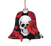 Décorations de Noël en bois imprimées tête de mort d'Halloween - 4 options de formes : ange, cloche, arbre, bonhomme de neige | Bois sculpté respectueux de l'environnement pour décoration de sapin de