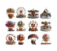 Décorations De Noël en Bois,Ornements Santa en Relief pour Fêtes | Lot de 12 Pièces Maison Jardin Patio Porte Fenêtre Intérieur Extérieur De Fête Tout en Servant De Souvenir Collectionnable pour Part