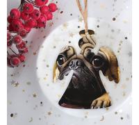 Décorations de Noël en bois pré-percées pour sapin de Noël en forme de carlin cri à suspendre pour Noël, hiver, Nouvel An, vacances, maison, ange, 1