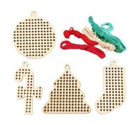 Décorations de Noël en bois pré-perforées à broder | Décorations de Noël artisanales pour débutants, adultes, projet de vacances, portes, famille, amis