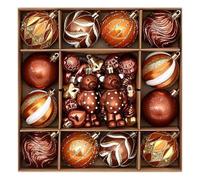 Décorations De Noël en Boules | 46 Pièces Marron Assorties | Décorations De Sapin De Noël Boules Ornements - pour Décoration Intérieure Style Ferme Fêtes Mur Porte Chambre Salon Bureau Cheminée