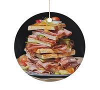 Décorations de Noël en céramique à suspendre au jambon, 7,6 cm - Décoration ronde double face pour maison, fête, hôtel, cadeau pour enseignant, voisin, ami