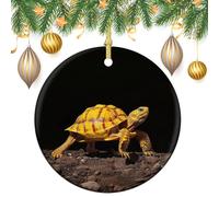Décorations de Noël en céramique à suspendre avec ficelle dorée, tortue en porcelaine pour cheminée, cheminée, couronne de Noël, fête d'hiver, cadeau