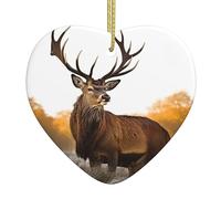 Décorations de Noël en céramique à suspendre avec ruban doré, bois de cerf rouge, cœur, ornement en céramique à suspendre pour intérieur et extérieur, décoration de nouvelle maison 2023 pour les