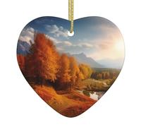 Décorations de Noël en céramique à suspendre avec ruban doré - Décoration en forme de cœur d'automne en céramique à suspendre pour intérieur et extérieur - Décoration de nouvelle maison 2023 pour les