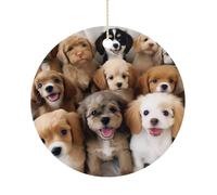 Décorations de Noël en céramique à suspendre en forme de chiens mignons - 7,6 cm - Double face - Décoration de Noël pour la maison, les fêtes, les hôtels, cadeau pour enseignant, voisin, ami