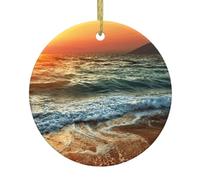 Décorations de Noël en céramique à suspendre Motif vagues et coucher de soleil