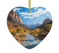 Décorations de Noël en céramique à suspendre pour sapin de Noël - Parc national de Zion - Ornement de Noël en céramique avec ruban doré - Pendentifs pour décorations de vacances