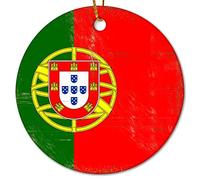 Décorations de Noël en céramique avec drapeau du Portugal - Décoration de Noël amusante pour Noël, Halloween, membres de la famille - 7,6 cm