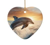 Décorations de Noël en céramique avec imprimé dauphin pour sapin de Noël à suspendre