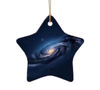 Décorations de Noël en céramique avec imprimé galaxie de la Voie lactée de l'Univers, jolies décorations de Noël en forme de cœur et d'étoile