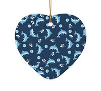 Décorations de Noël en céramique avec motif dauphin, cœur et étoile