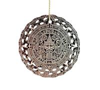Décorations de Noël en céramique de 7,6 cm - Calendrier maya de la fin du monde - Pendentif rond double face à suspendre pour la maison, les fêtes, les hôtels, cadeau pour enseignant, voisin, ami