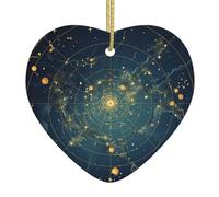 Décorations de Noël en céramique en forme de cœur à suspendre double face avec étoiles du Nord et constellation - Pendentifs d'arbre de Noël pour cheminée, fête, vacances, mariage, décoration de Noël