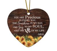 Décorations de Noël en céramique en forme de cœur avec inscription « You Are Precious in Every Way, The Sunshine in My Day » - Décoration à suspendre pour sapin de Noël - Souvenir de Noël, souvenir de