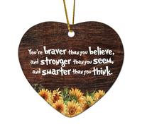 Décorations de Noël en céramique en forme de cœur avec inscription « You're Braver Than You Believe And Stronger Than You Seem, And Smarter Than You Think » pour sapin de Noël, souvenir du Nouvel An