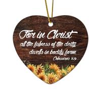 Décorations de Noël en céramique en forme de cœur Colossiens 2:9 pour le Christ Toute la plénitude de la divinité habite sous forme corporelle Ornements à suspendre pour sapin de Noël, souvenir de