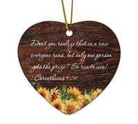 Décorations de Noël en céramique en forme de cœur de la Bible 1 Corinthians 9:24 Don't You Realize That in A Race Everyone Runs Décorations pour sapin de Noël, souvenir de Noël, souvenir de collection