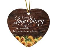 Décorations de Noël en céramique en forme de cœur de la Bible « Every Love Story Is Beautiful, But Ours Is My Favorite » Décorations d'hiver pour sapin de Noël, souvenir de Noël, souvenir de