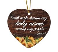 Décorations de Noël en céramique en forme de cœur de la Bible Ézéchiel 39:7 « I Will Make Known My Holy Name Among My People » Décorations d'hiver pour sapin de Noël, souvenir, Nouvel An