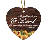 Décorations de Noël en céramique en forme de cœur de la Bible Isaiah 26:9 My Soul Longs for You, O Lord, Like A Deer Longs pour arbre de Noël, souvenir de collection, Nouvel An