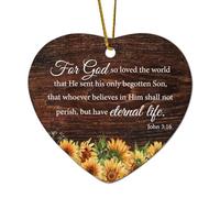 Décorations de Noël en céramique en forme de cœur de la Bible pour Dieu So Loved The World That He Sent His Only Begotten Son John 3:16 Décorations pour sapin de Noël, souvenir de Noël, souvenir du