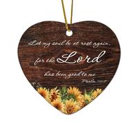 Décorations de Noël en céramique en forme de cœur de la Bible Psaume 116:7 Let My Soul Be At Rest Again, for The Lord Has Been Good to Me - Ornements pour sapin de Noël, souvenir de Noël, souvenir du