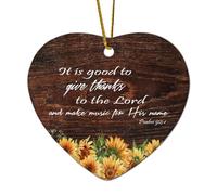 Décorations de Noël en céramique en forme de cœur de la Bible Psaume 92:1 « It Is Good to Give Thanks to The Lord And Make Music for His Name » - Ornements pour sapin de Noël, souvenir de Noël