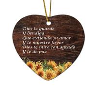 Décorations de Noël en céramique en forme de cœur Dios Te Guarde Y Bendiga Que Extienda Su Amor Y Te Muestre Favor Dios Te Mire Con Agrado Y Te De Paz Décorations pour sapin de Noël, souvenir du