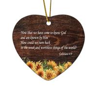 Décorations de Noël en céramique en forme de cœur Galates 4:9 Now That We Have Come to Know God And Are Known by Him How Could We Turn Back to The Ornaments pour sapin de Noël, souvenir du Nouvel An