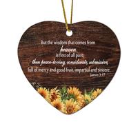 Décorations de Noël en céramique en forme de cœur James 3:17 But The Wisdom That Comes From Heaven Is First of All Pure; Then Peace Loving Considerat Décorations pour sapin de Noël, souvenir souvenir