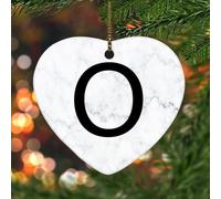 Décorations de Noël en céramique en forme de cœur, lettres de l'alphabet personnalisées, initiales O, ornements pour sapin de Noël, décoration à suspendre pour sapin de Noël, cadeaux commémoratifs de