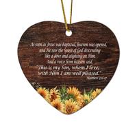 Décorations de Noël en céramique en forme de cœur Matthew 3:16 17 As Soon As Jesus Was Baptized Heaven Was Opened And He Saw The Spirit of God - Décoration de sapin de Noël souvenir