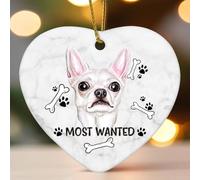 Décorations de Noël en céramique en forme de cœur plat avec empreintes de chien les plus recherchées, décorations d'hiver pour sapin de Noël, souvenir de Noël, souvenir de collection, décoration de