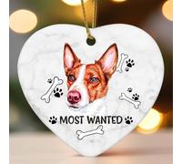 Décorations de Noël en céramique en forme de cœur plat avec empreintes de chien les plus recherchées, décorations d'hiver pour sapin de Noël, souvenir de Noël, souvenir de collection, décoration de