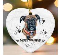 Décorations de Noël en céramique en forme de cœur plat avec empreintes de chien les plus recherchées, décorations d'hiver pour sapin de Noël, souvenir de Noël, souvenir de collection, décoration de