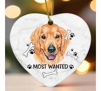 Décorations de Noël en céramique en forme de cœur plat avec empreintes de chien les plus recherchées, décorations d'hiver pour sapin de Noël, souvenir de Noël, souvenir de collection, décoration de