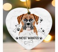 Décorations de Noël en céramique en forme de cœur plat avec empreintes de chien les plus recherchées, décorations d'hiver pour sapin de Noël, souvenir de Noël, souvenir de collection, décoration de