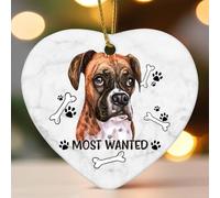 Décorations de Noël en céramique en forme de cœur plat avec empreintes de chien les plus recherchées, décorations d'hiver pour sapin de Noël, souvenir de Noël, souvenir de collection, décoration de