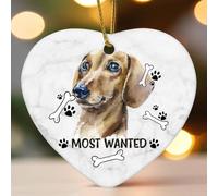 Décorations de Noël en céramique en forme de cœur plat avec empreintes de chien les plus recherchées, décorations d'hiver pour sapin de Noël, souvenir de Noël, souvenir de collection, décoration de