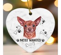 Décorations de Noël en céramique en forme de cœur plat avec empreintes de chien les plus recherchées, décorations d'hiver pour sapin de Noël, souvenir de Noël, souvenir de collection, décoration de