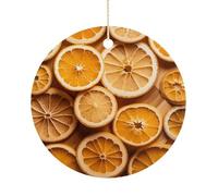 Décorations de Noël en céramique en forme de tranches d'orange de 7,6 cm - Décoration ronde double face à suspendre pour maison, fête, hôtel, cadeau pour enseignant, voisin, ami
