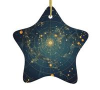 Décorations de Noël en céramique en forme d'étoile à suspendre double face avec étoiles du Nord et constellation - Pendentifs pour sapin de Noël, cheminée, fête, vacances, mariage