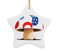 Décorations de Noël en céramique en forme d'étoile Champignons WHJSHOP avec drapeaux nationaux Accessoires pour sapin de Noël pour centres commerciaux, fenêtres et bureaux